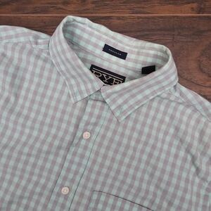 RYE By Hawker Rye Mens‎ Medium Short Shirt Green Gray Plaid Button Down